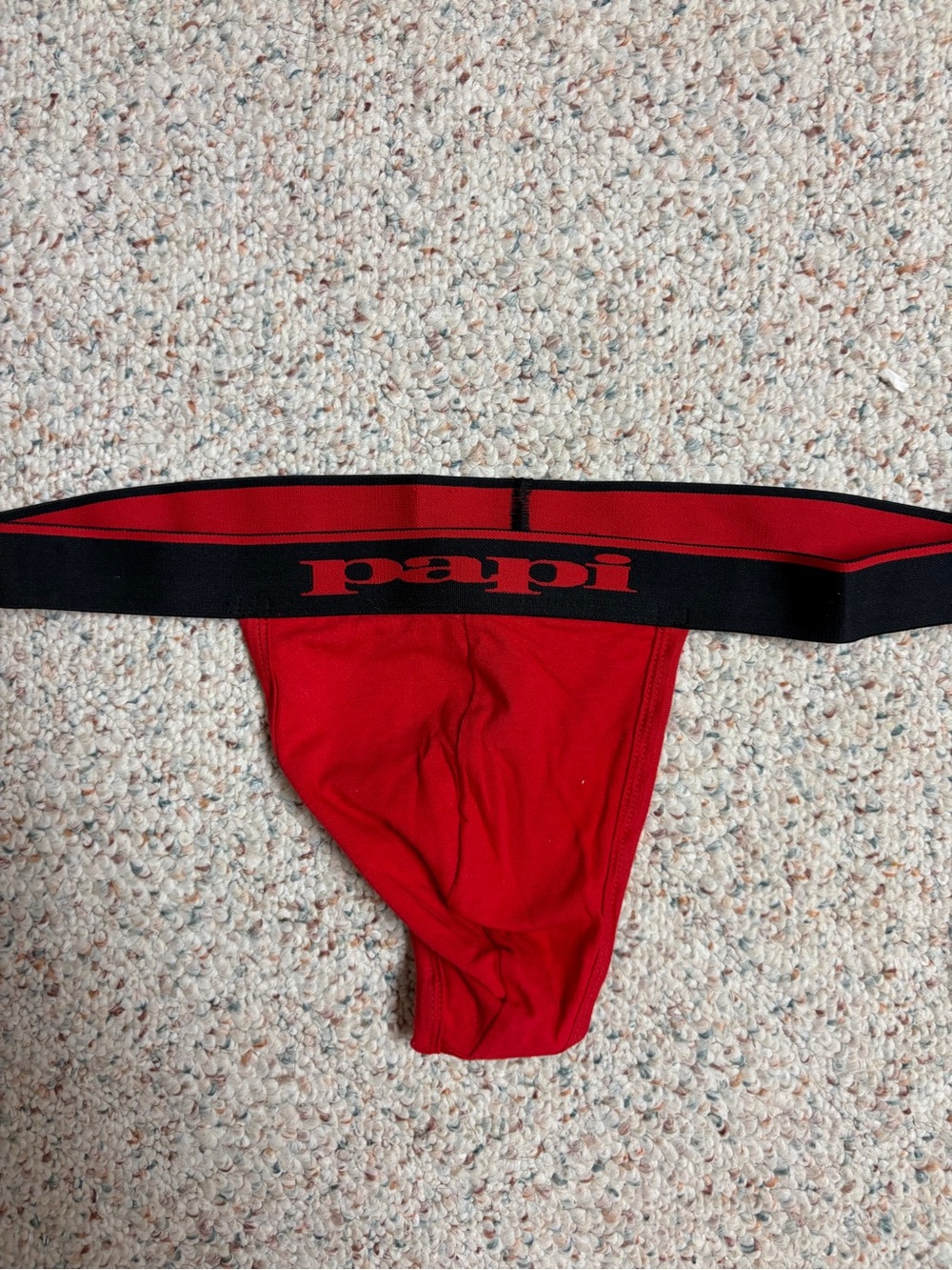 Men’s Red Thong with Branded Waistband